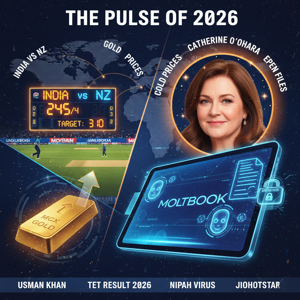 IND vs NZ Scorecard & Highlights: Gold Prices Soar, Catherine O’Hara Tributes, Moltbook Viral AI, and the Latest Epstein Files Update
